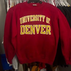 Vintage University of Denver, Red Champion Crewneck Sweatshirt, Size Medium